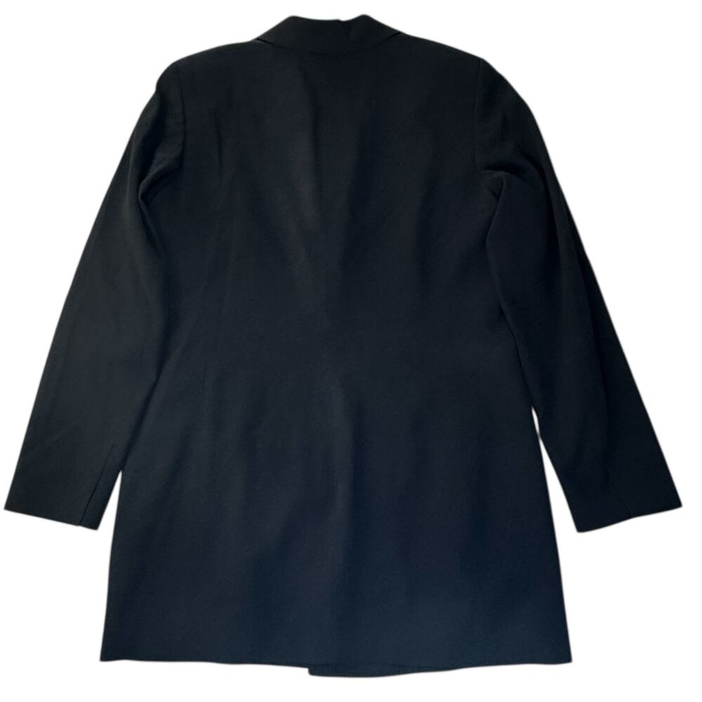 Vintage Womens Blazer Size 10 Long Black Wool Hidden Button Office Professional - Picture 5 of 10